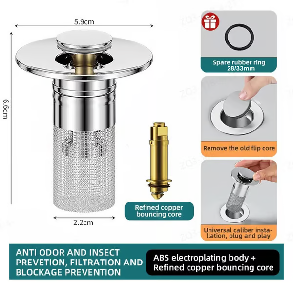 ClogShield Pop-Up Drain Filter