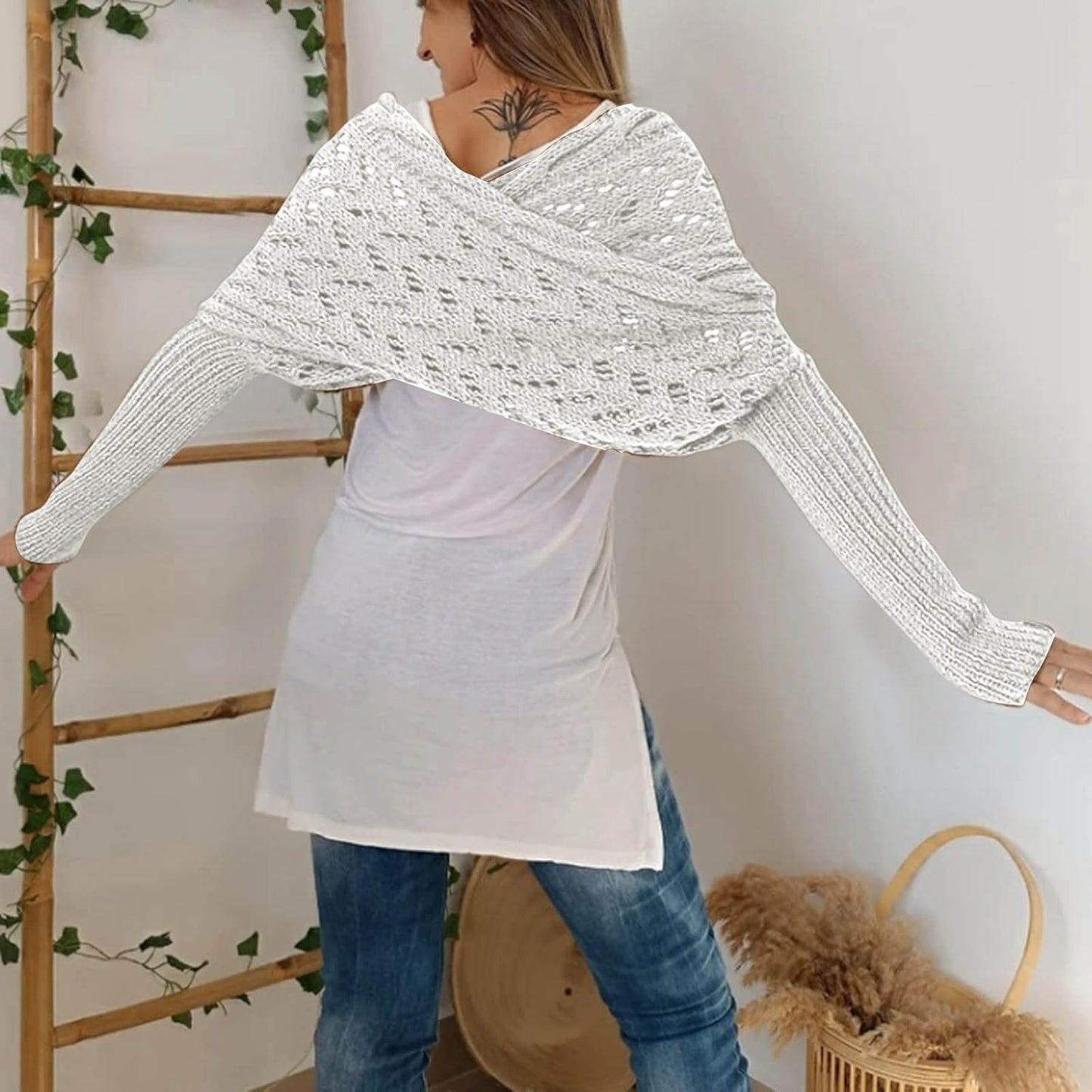 1 Size Fits ALL - Knitted Sleeve Shawl