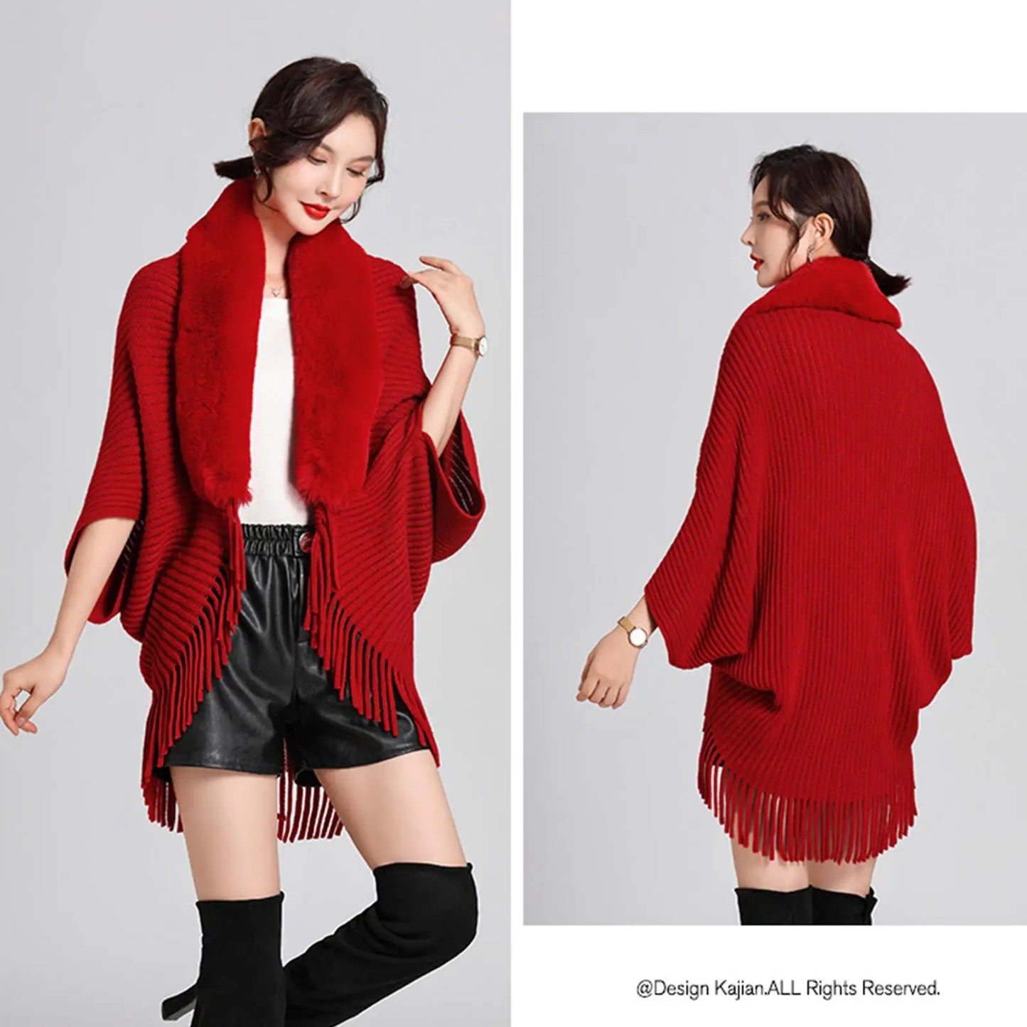 Elegant Winter Fur Poncho