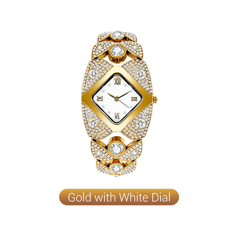 Retro Quartz Watch with Rhinestones