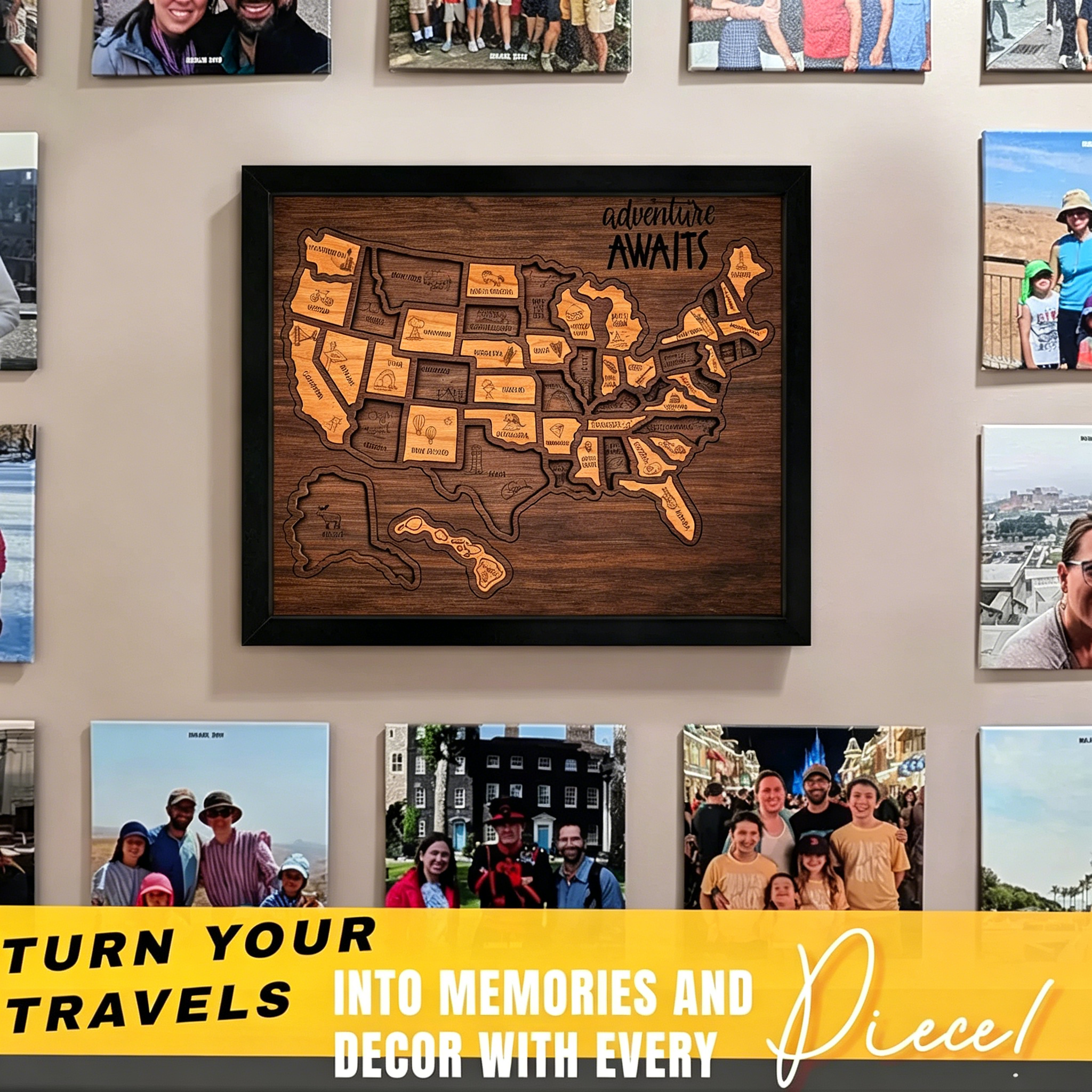 Wooden USA Travel Map Puzzle