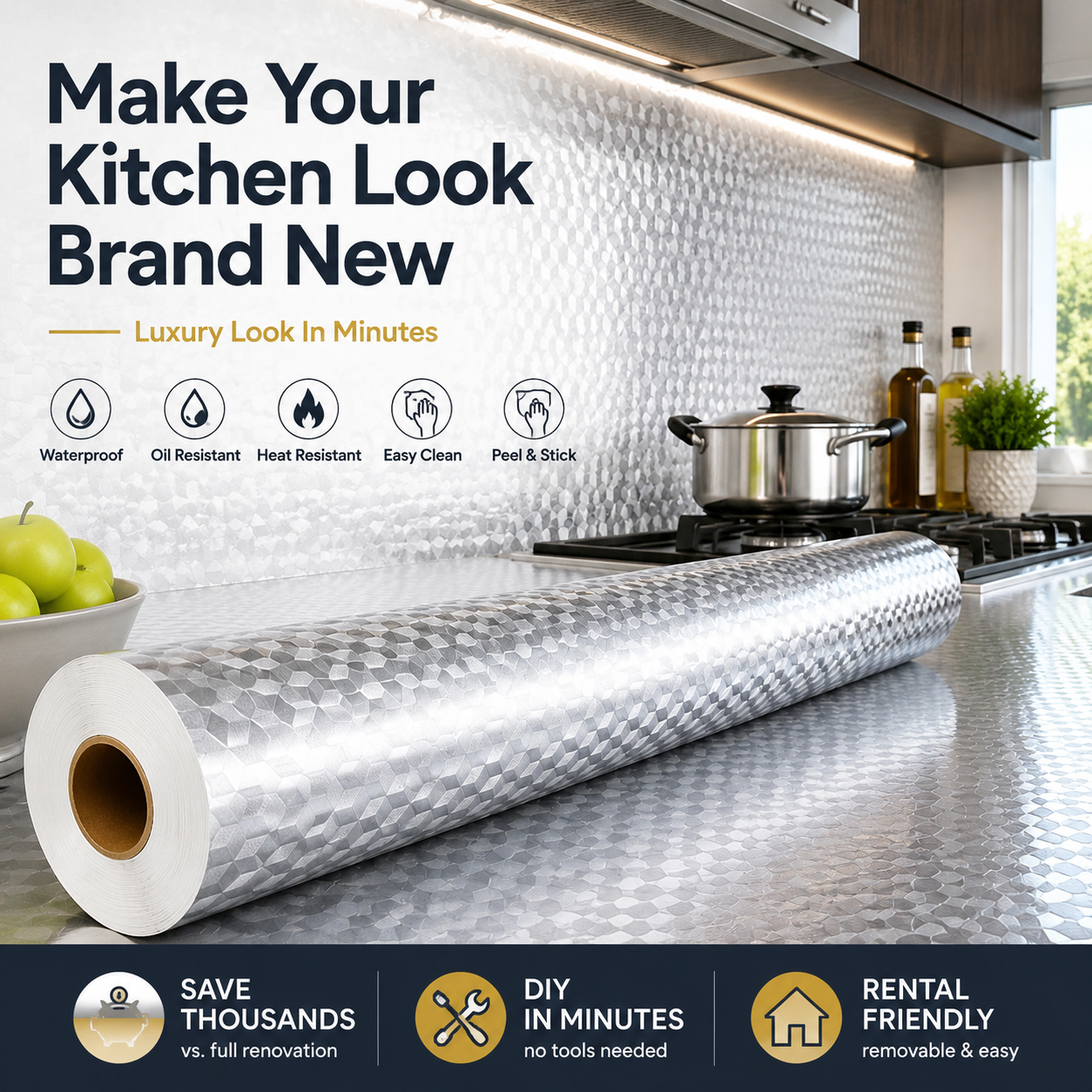 Peel & Stick Waterproof Kitchen Film