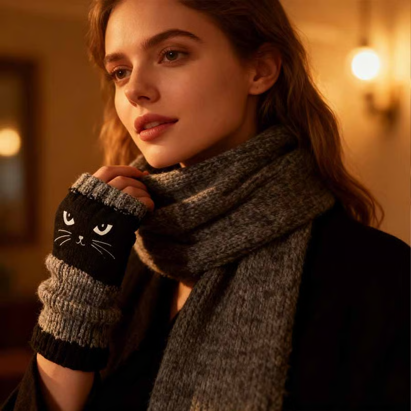 WarmWhiskers Fingerless Gloves