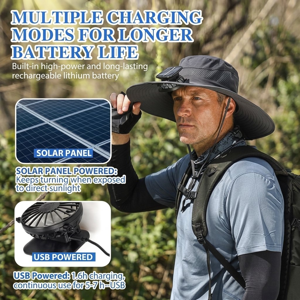 Solar Fan Hat - Unisex Outdoor Fishing
