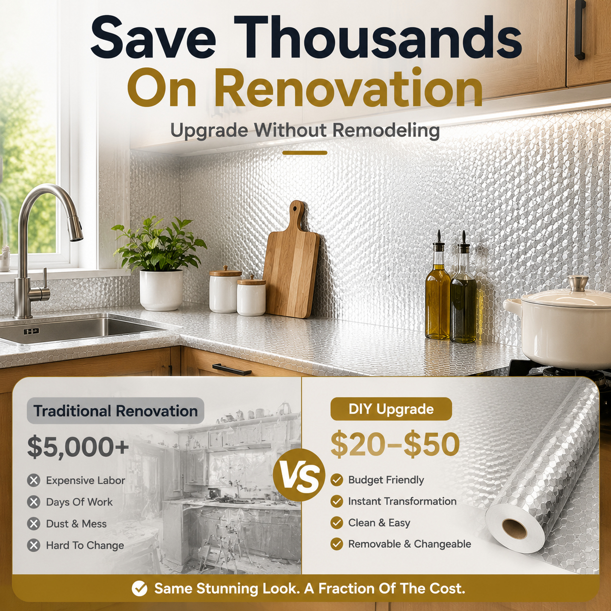 Peel & Stick Waterproof Kitchen Film
