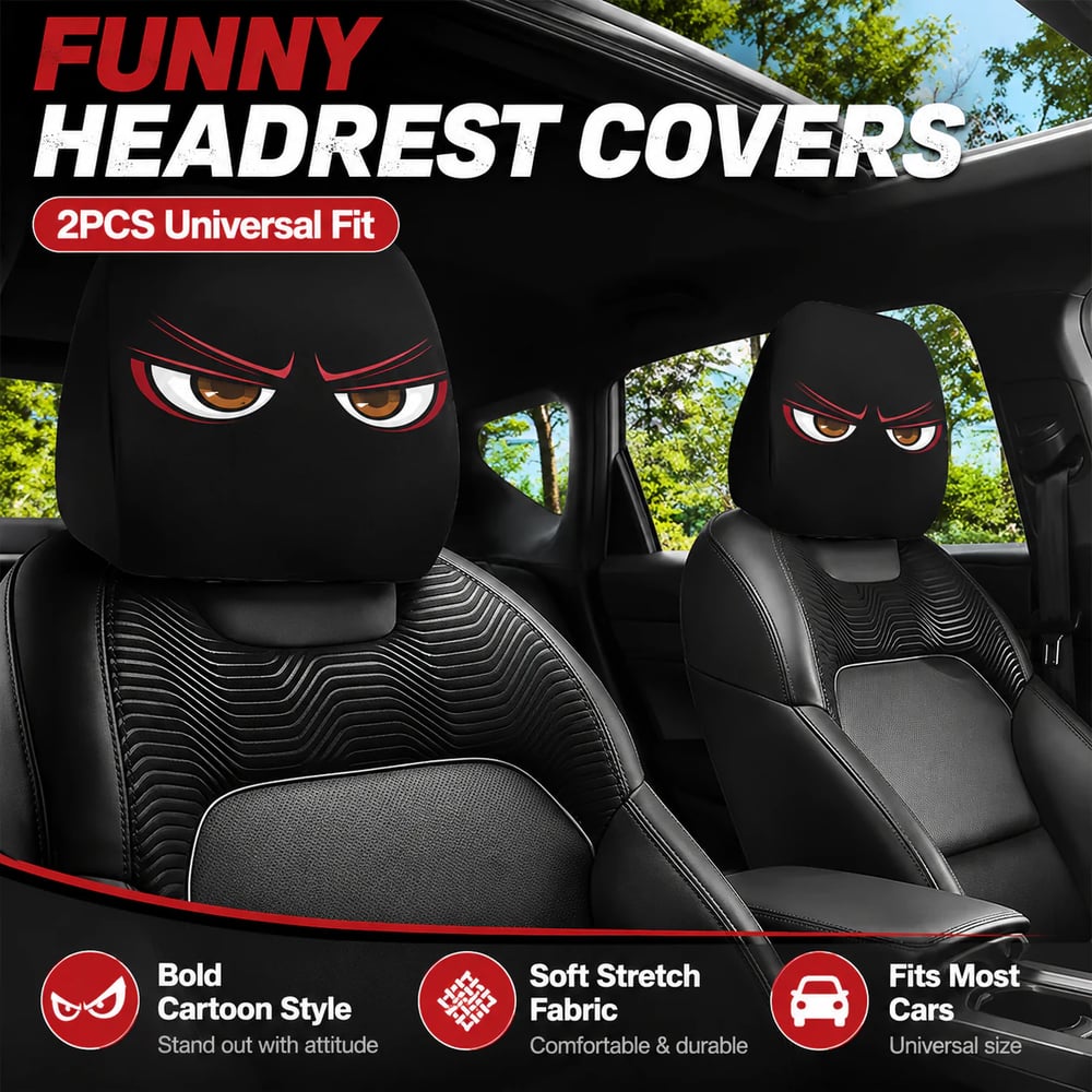 Funny Car Headrest Covers 2-Pack