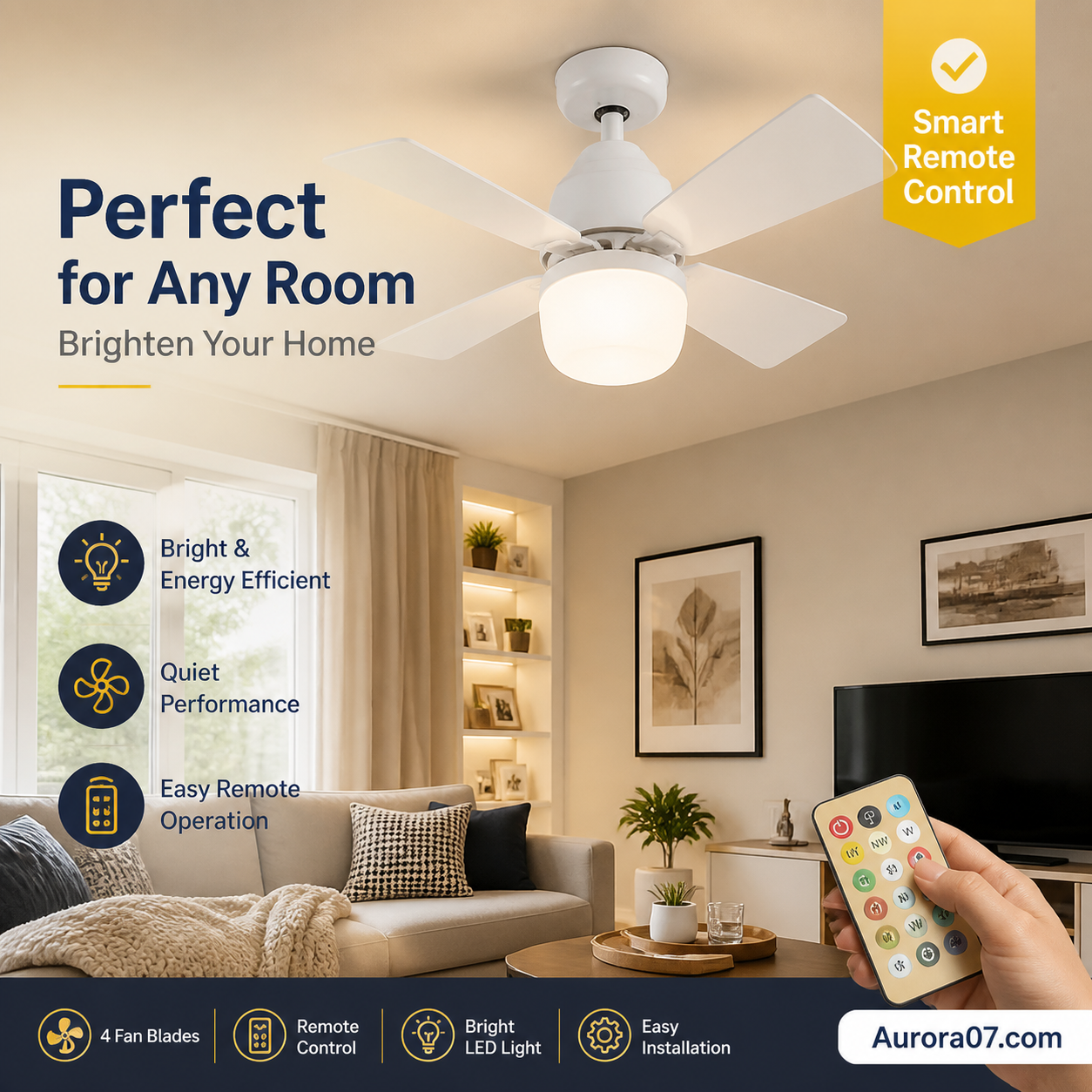 Smart LED Ceiling Fan Light