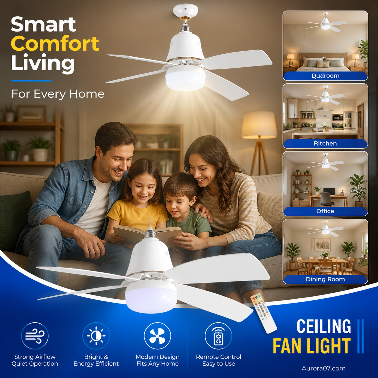 Smart LED Ceiling Fan Light