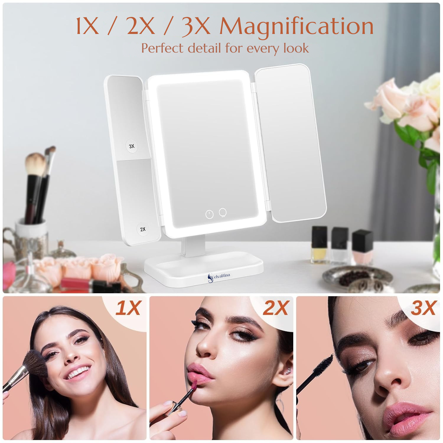 MirrorGlow Touch LED Trifold