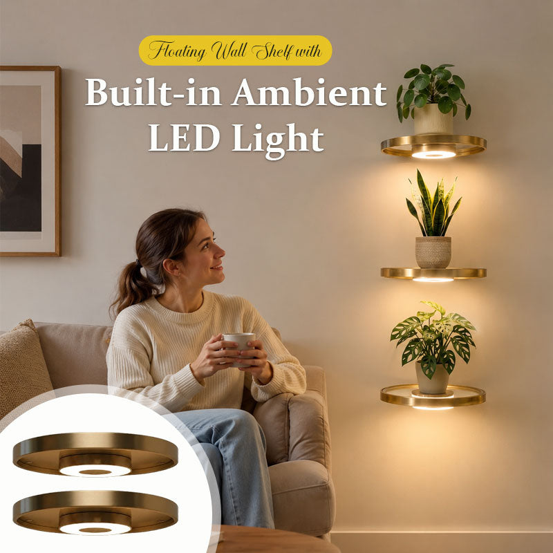 Floating Plant Shelf with LED Light