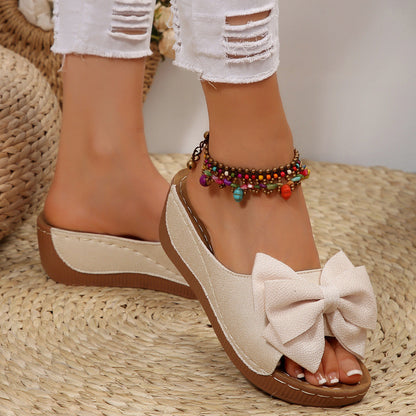 Women's Peep-Toe Wedge Slide Sandals