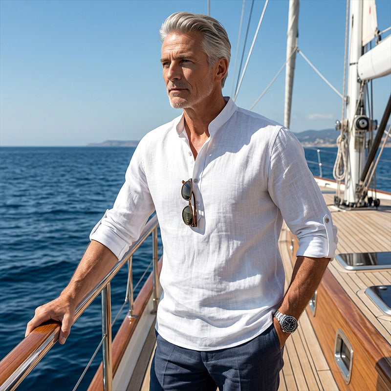 Long Sleeve Cotton Linen Men's Shirt