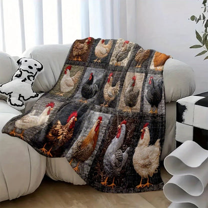 Farmhouse Chicken Flannel Throw
