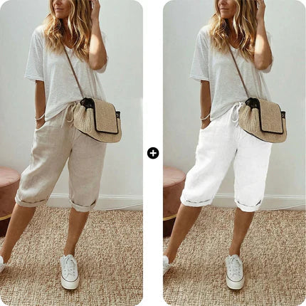Women's Casual Cotton Linen Capris
