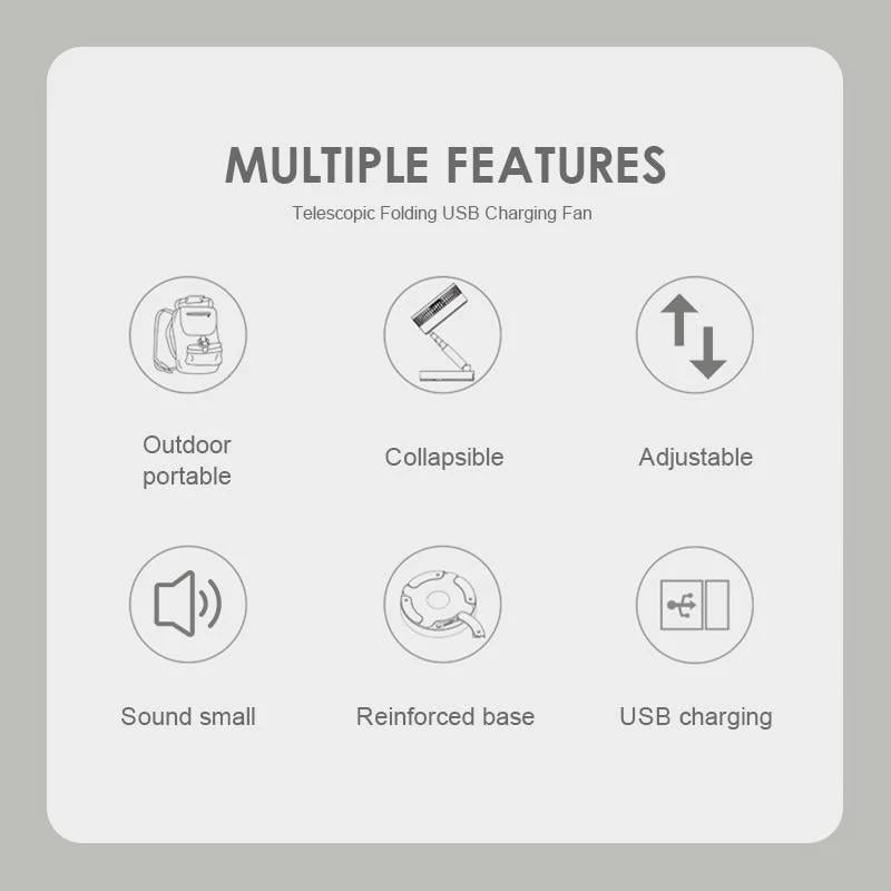 Telescopic Folding Fan USB Rechargeable