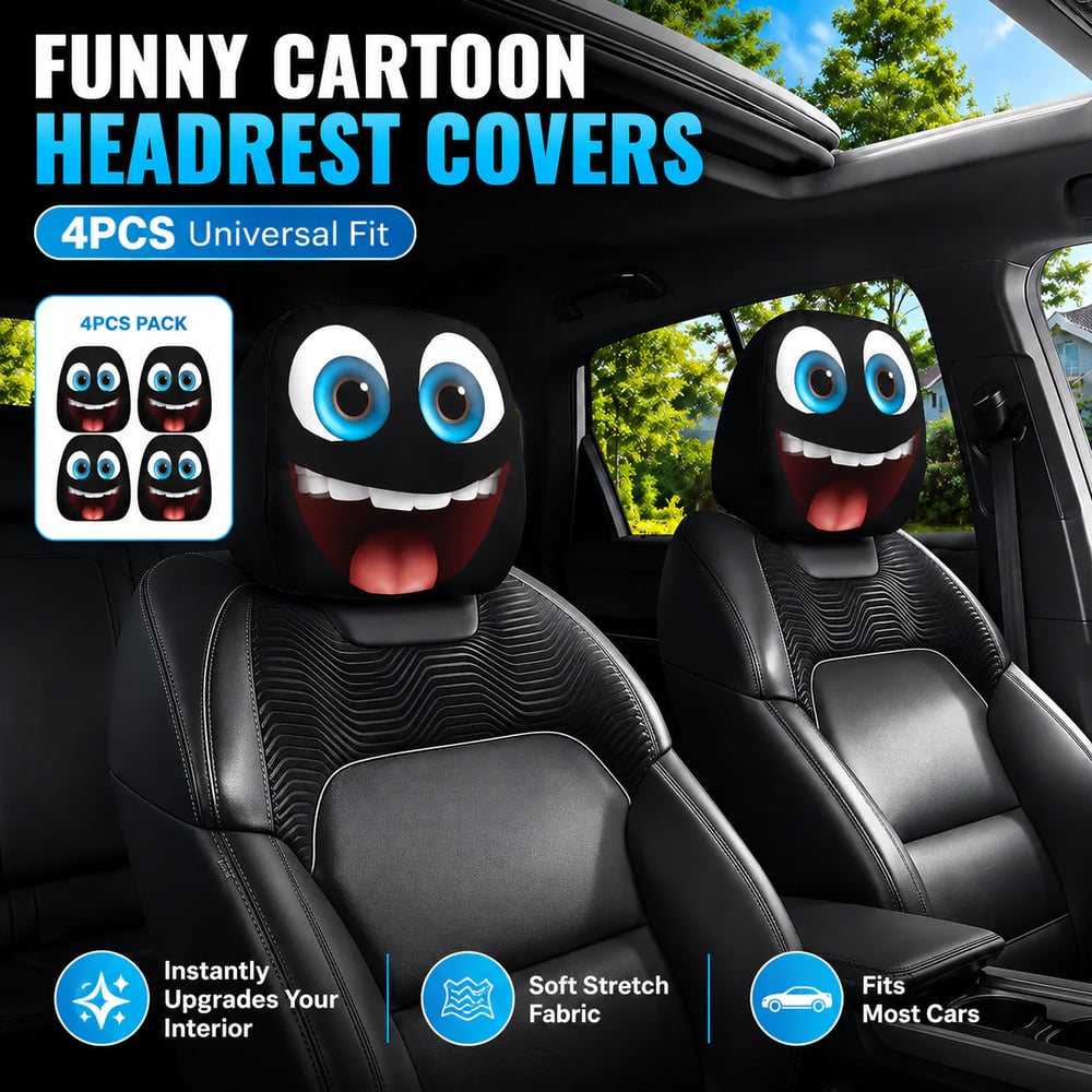 Funny Car Headrest Covers 2-Pack