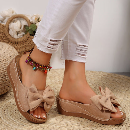 Women's Peep-Toe Wedge Slide Sandals