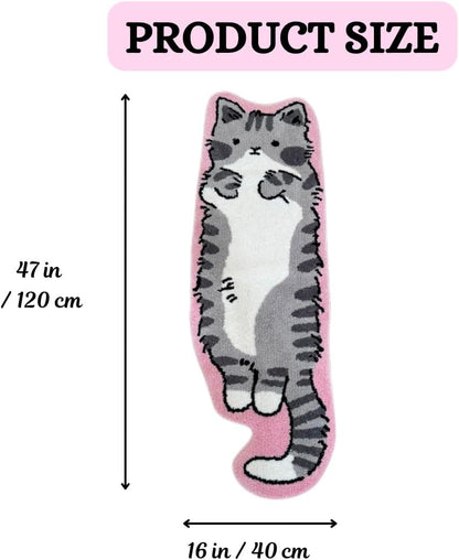 Pink Gray Cat Rug