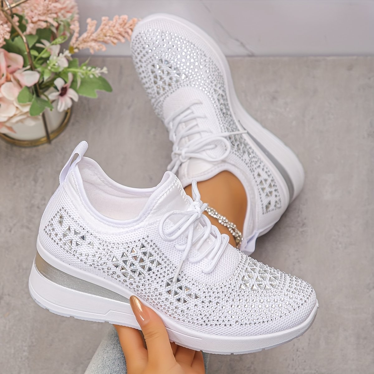 Stylish Breathable Strass Sneakers