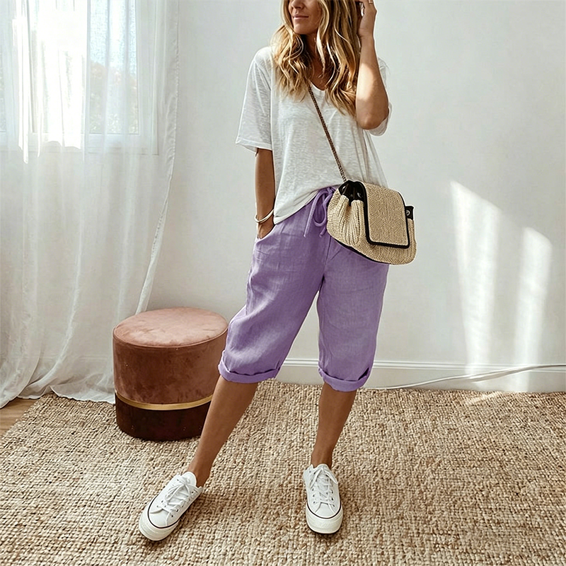Women's Casual Cotton Linen Capris