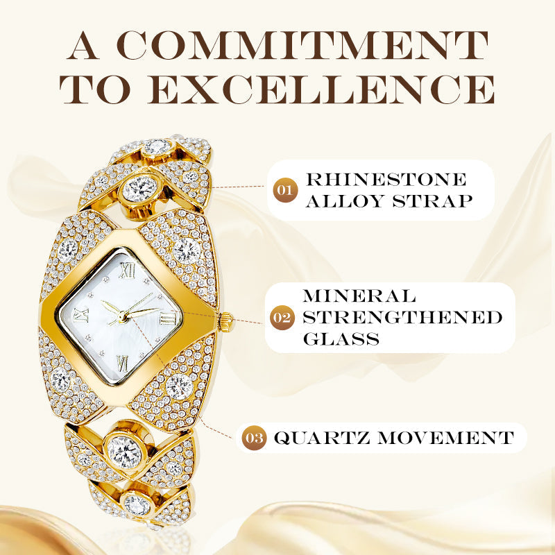 Retro Quartz Watch with Rhinestones