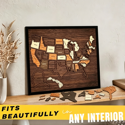 Wooden USA Travel Map Puzzle