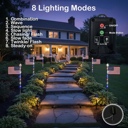 Solar American Flag Pathway Lights