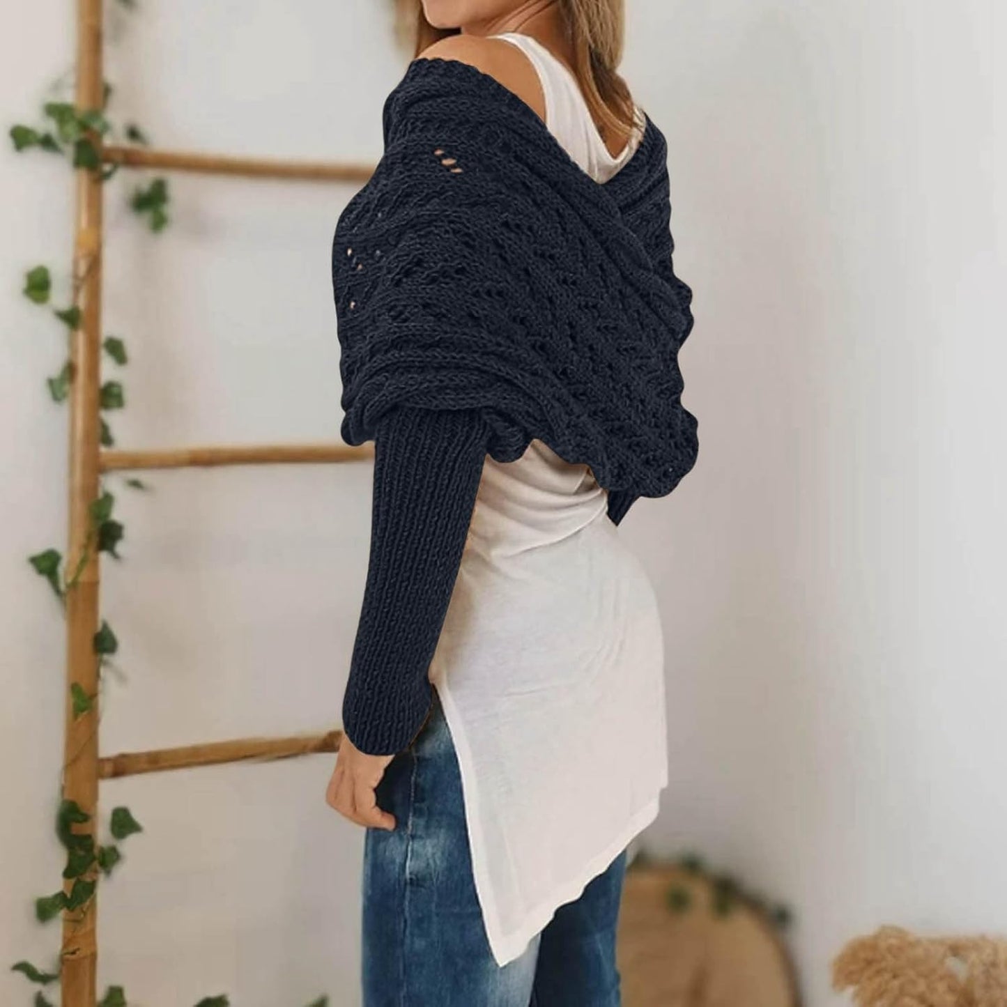 1 Size Fits ALL - Knitted Sleeve Shawl