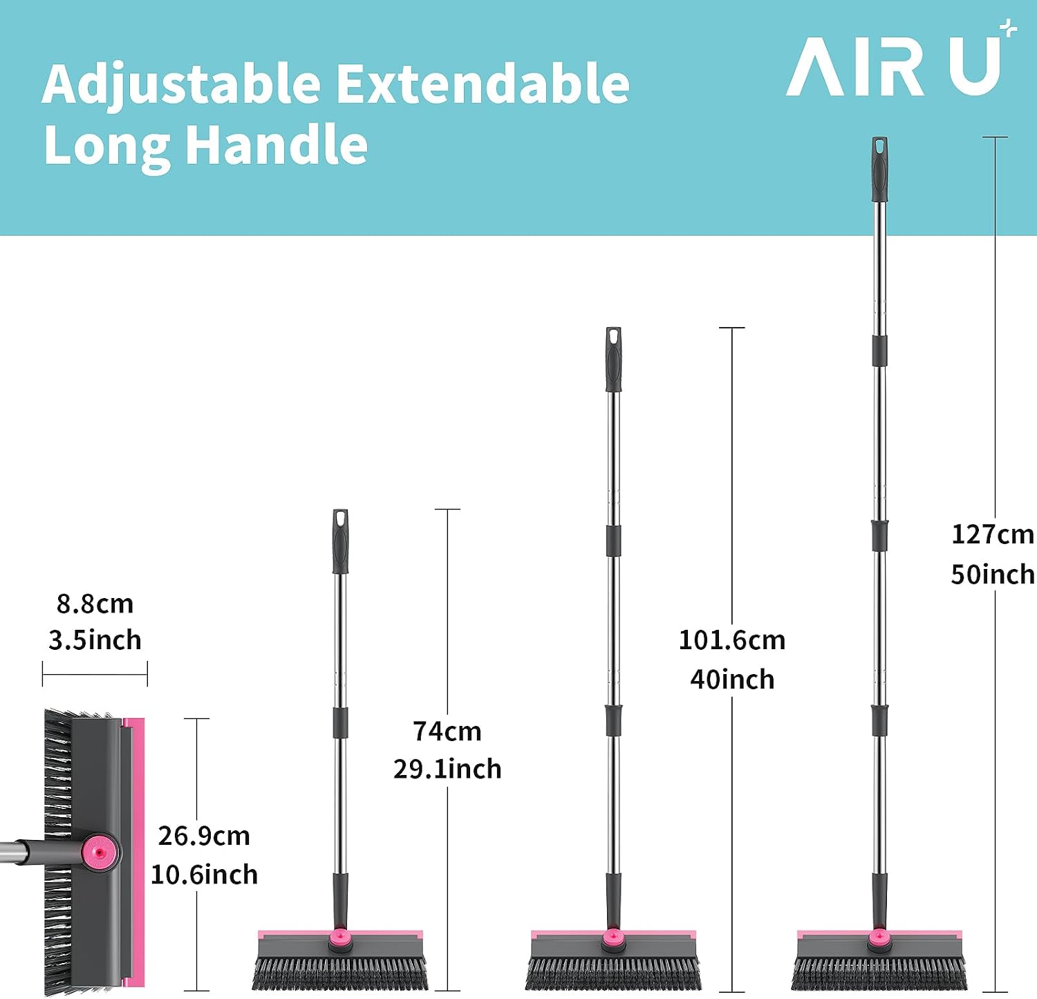 3-in-1 Floor Scrub Brush Long Handle