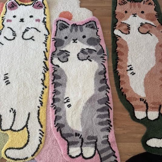 Pink Gray Cat Rug