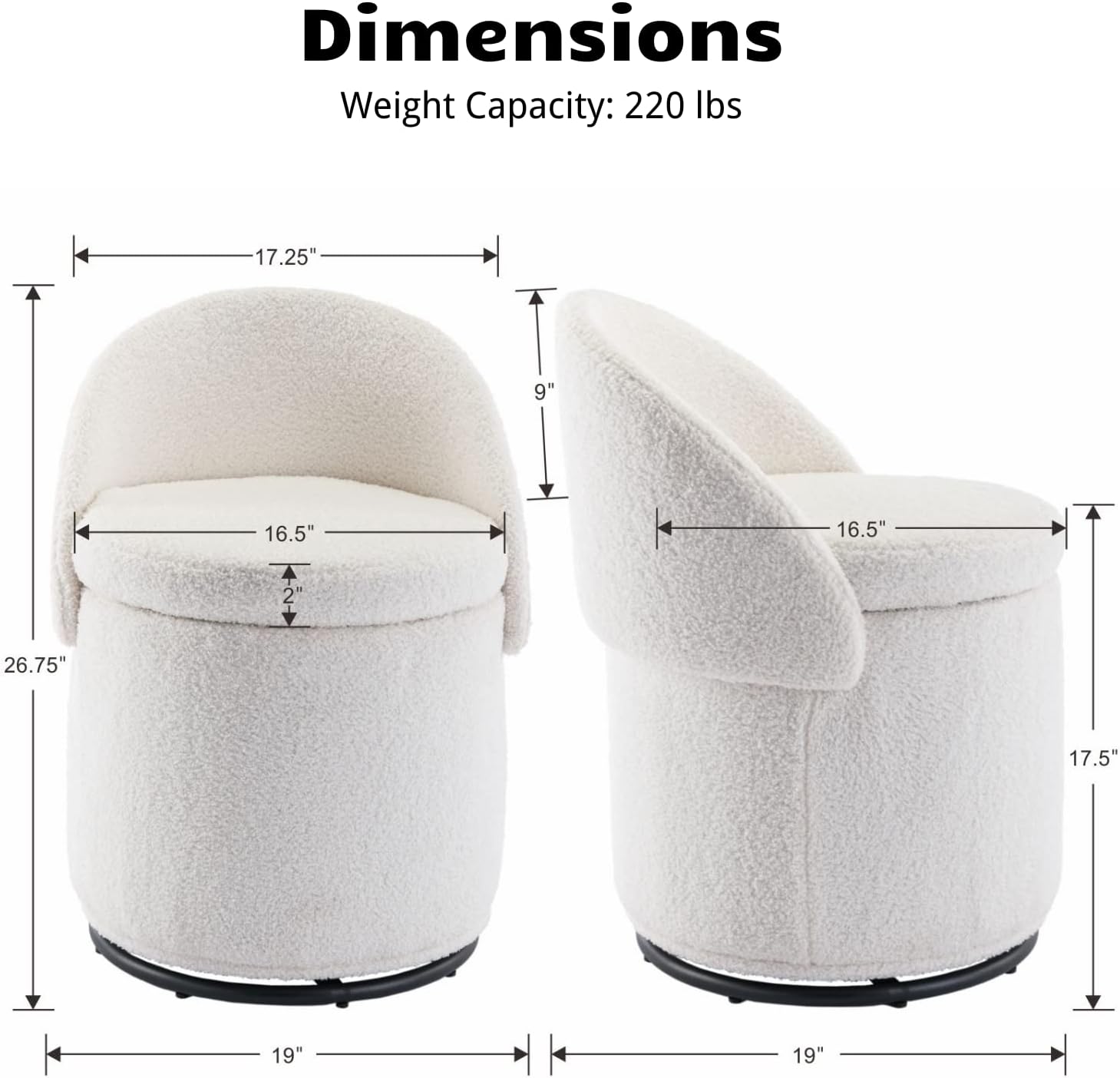 CozyStor Vanity Ottoman