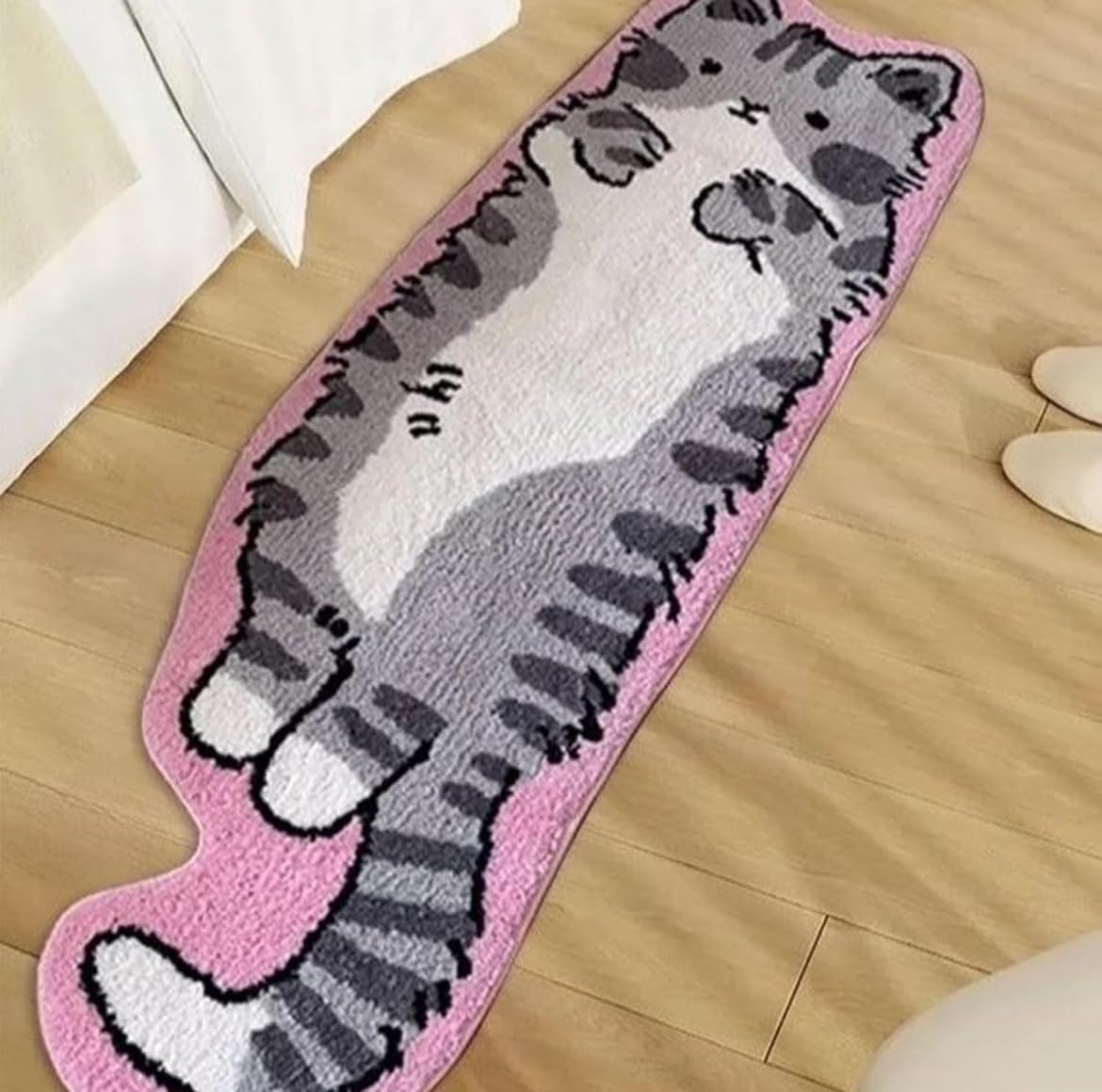 Pink Gray Cat Rug