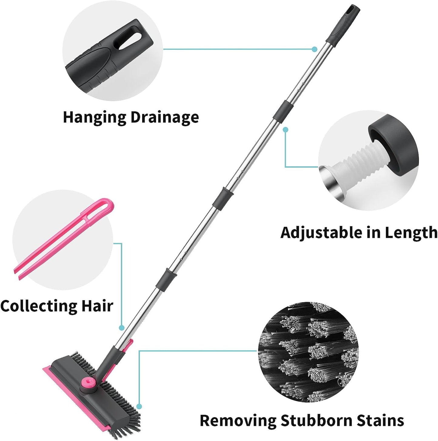 3-in-1 Floor Scrub Brush Long Handle