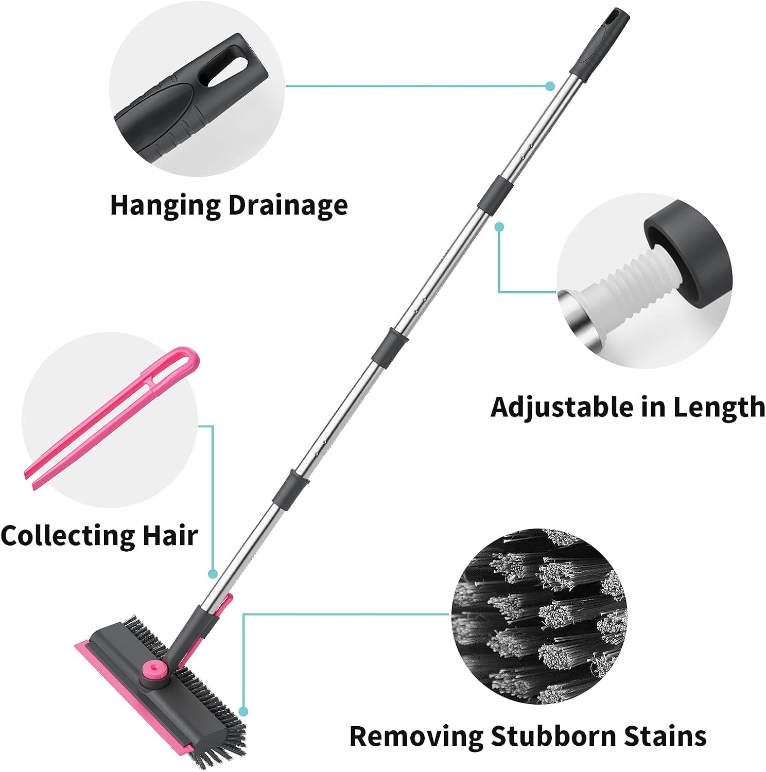 3-in-1 Floor Scrub Brush Long Handle