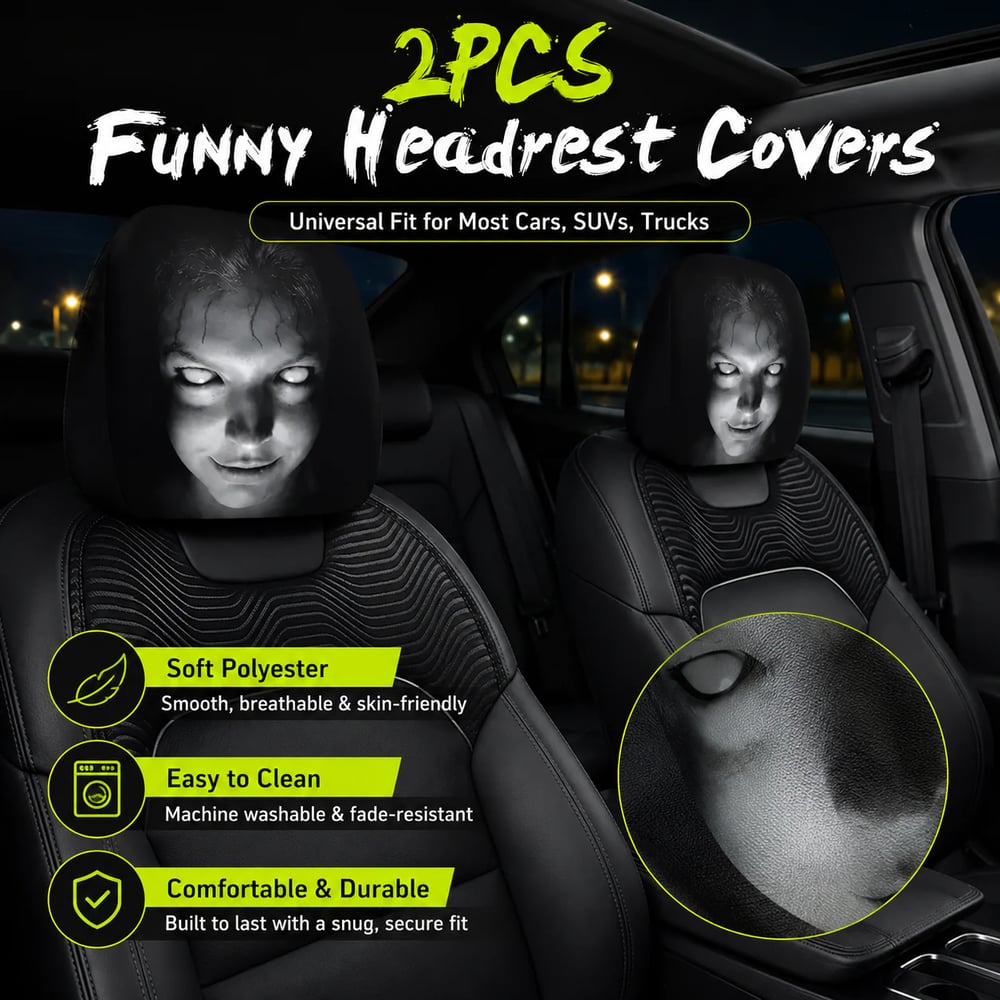 Funny Car Headrest Covers 2-Pack