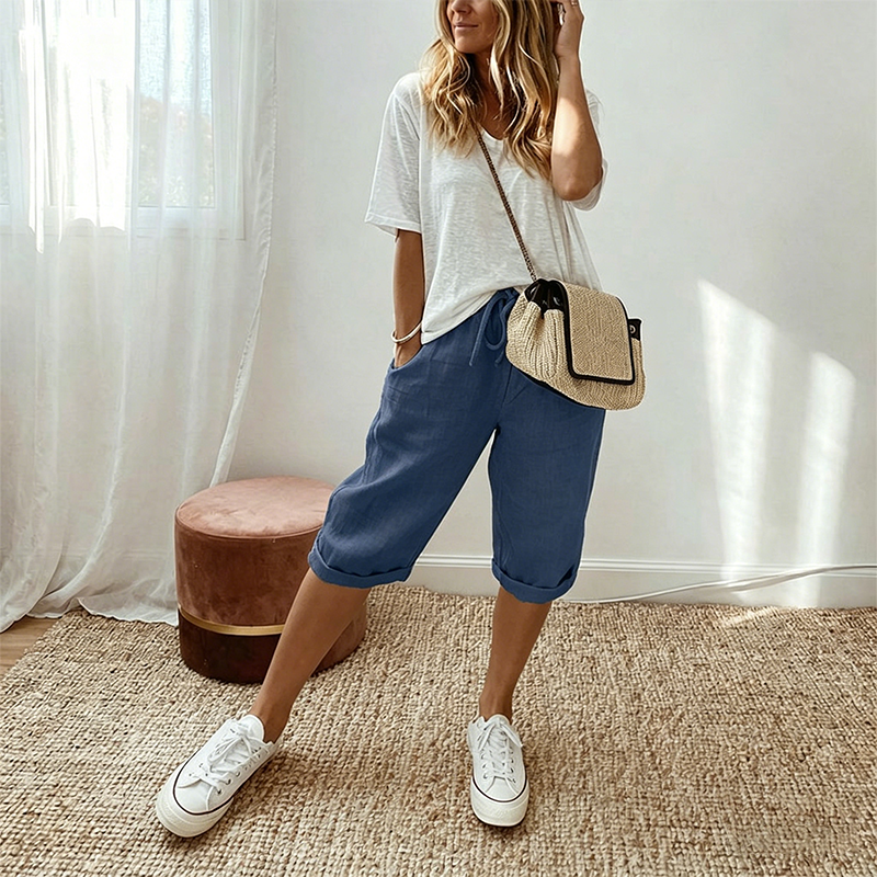 Women's Casual Cotton Linen Capris