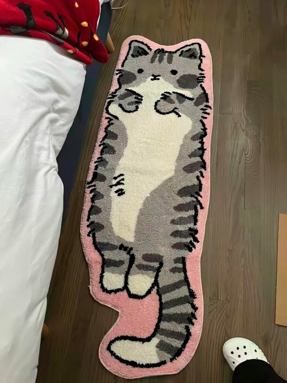 Pink Gray Cat Rug