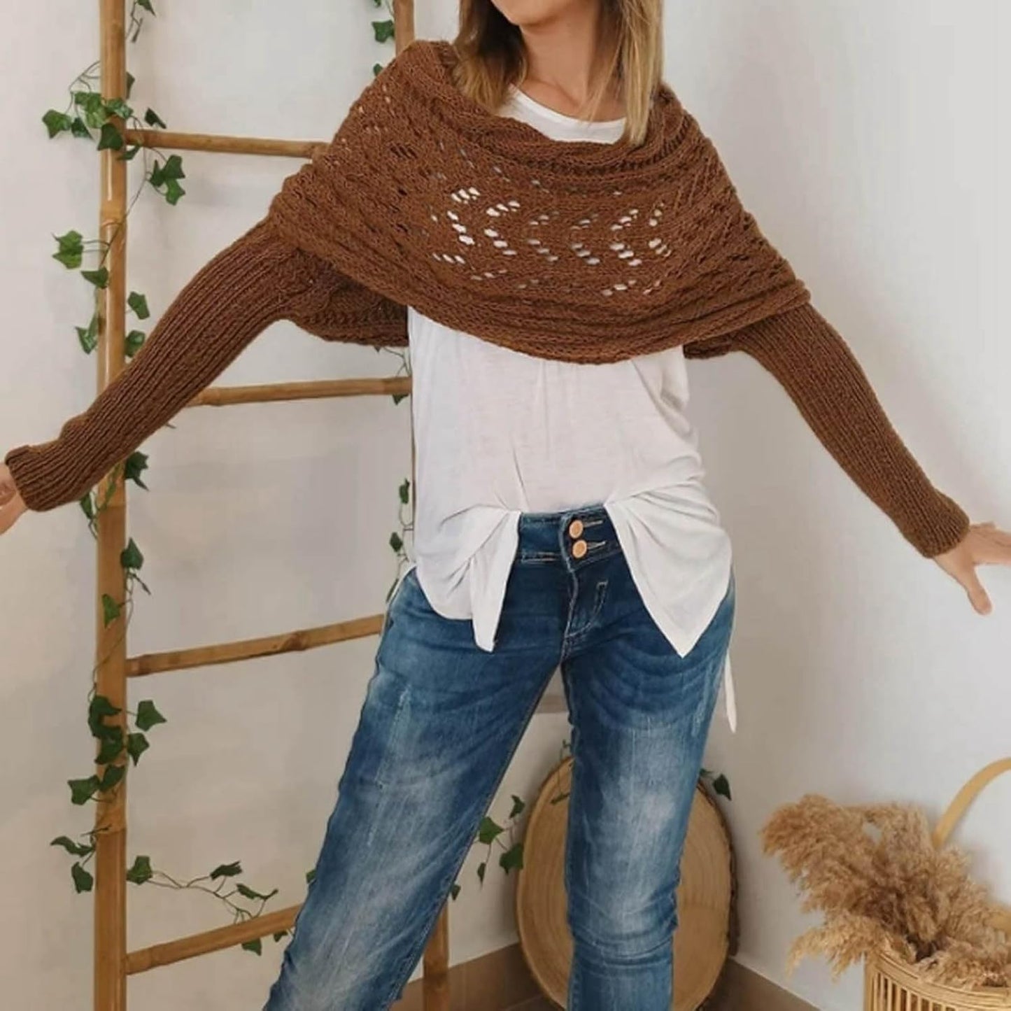 1 Size Fits ALL - Knitted Sleeve Shawl