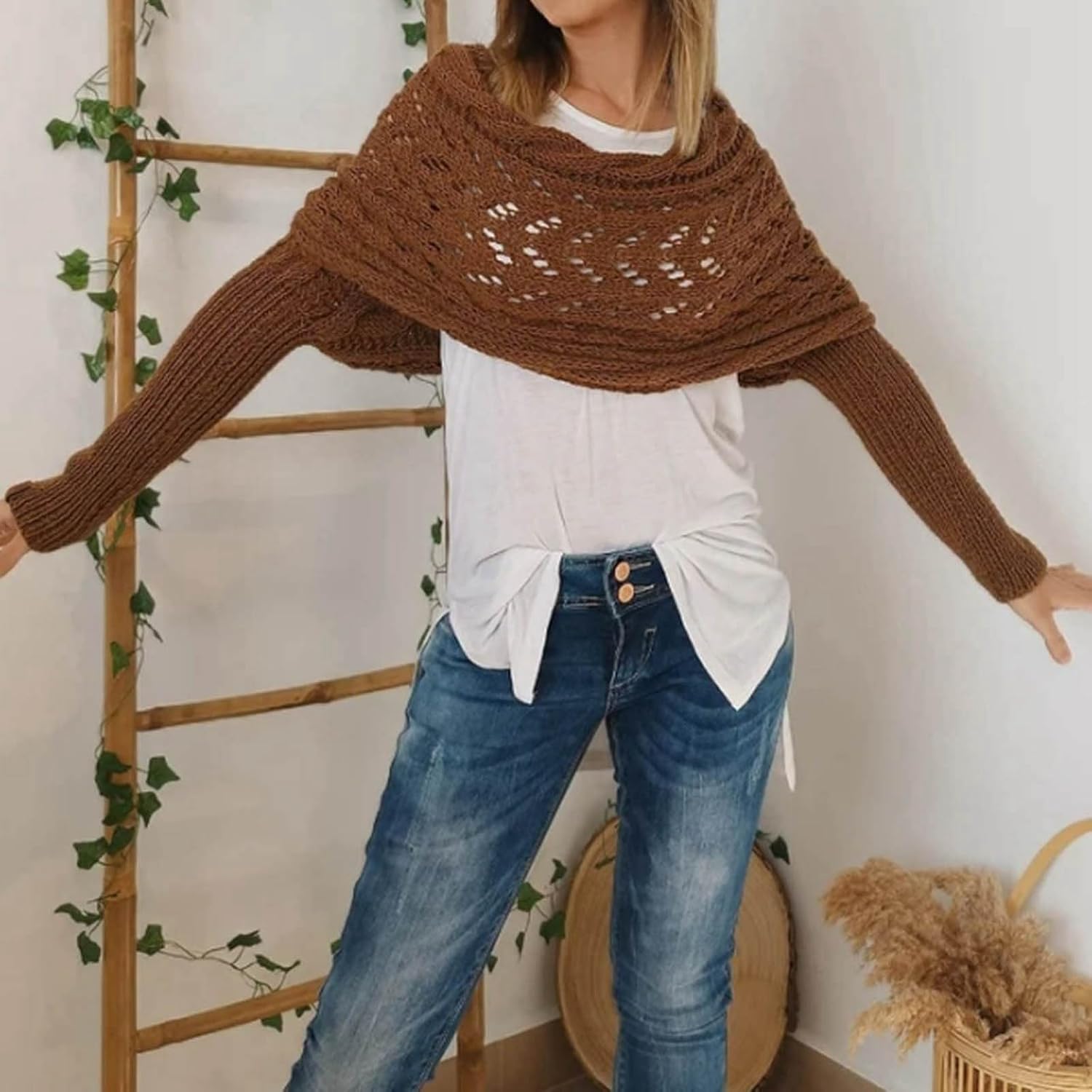 1 Size Fits ALL - Knitted Sleeve Shawl