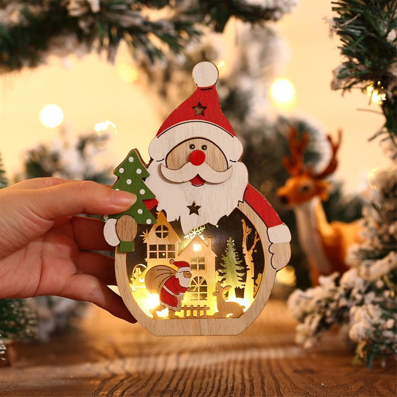 SantaGlow Wooden Ornament