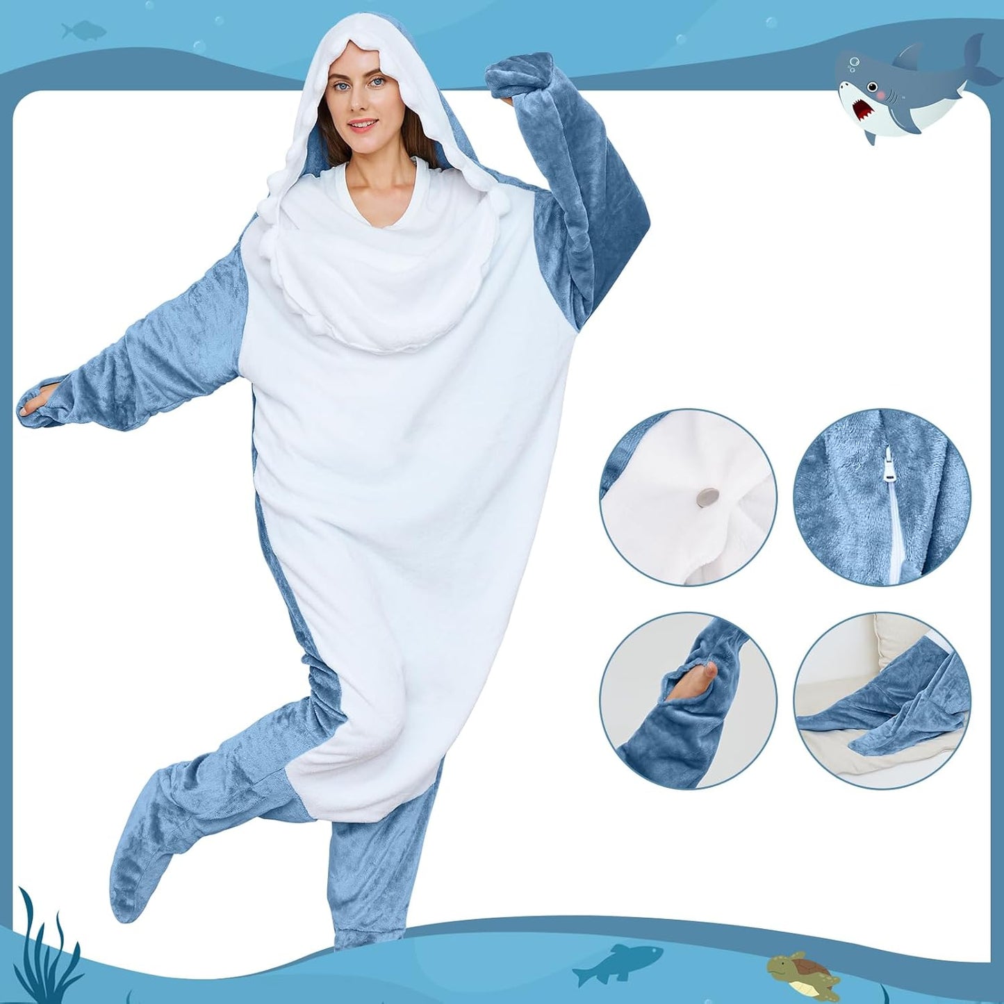 SharkSnug Blanket Onesie Hoodie