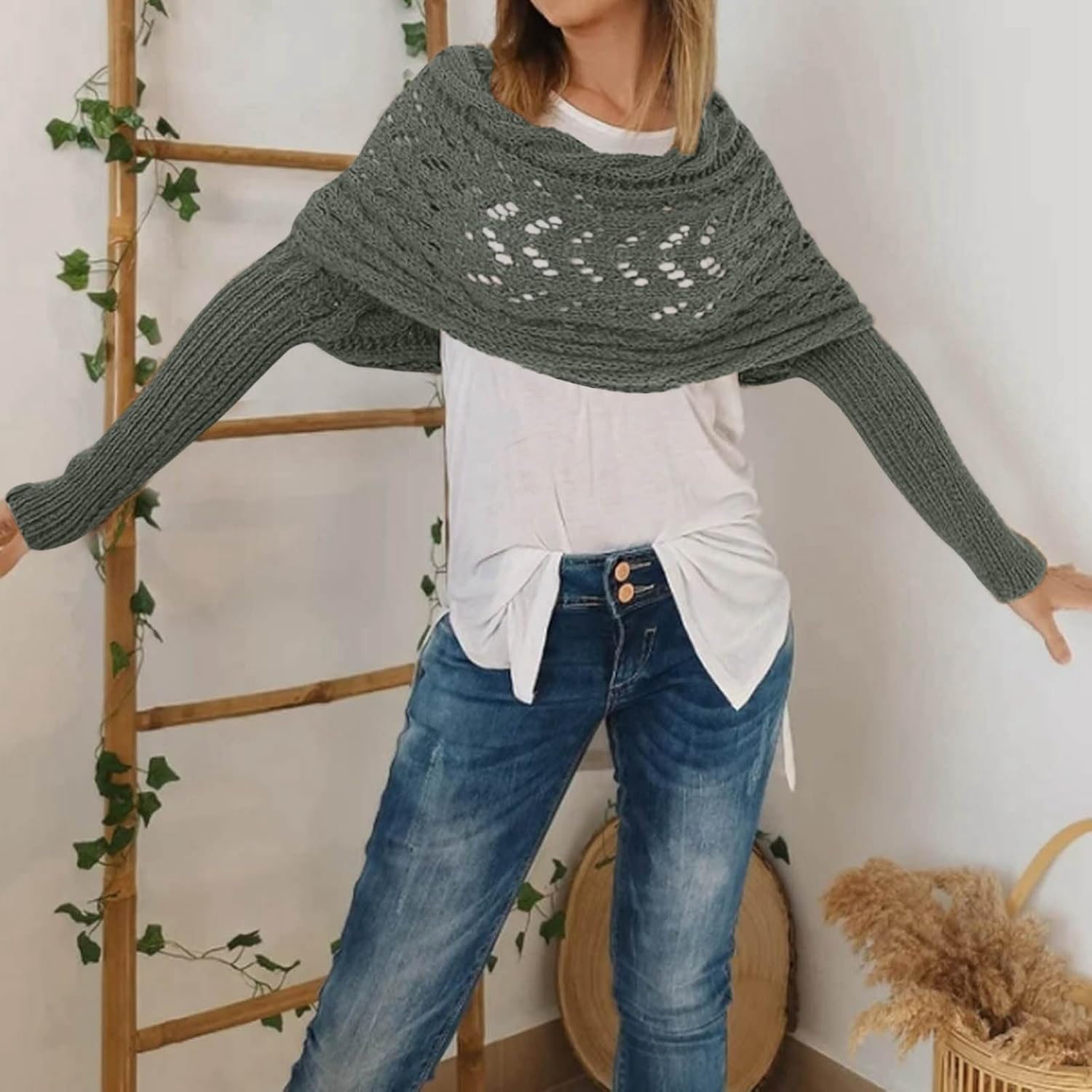1 Size Fits ALL - Knitted Sleeve Shawl