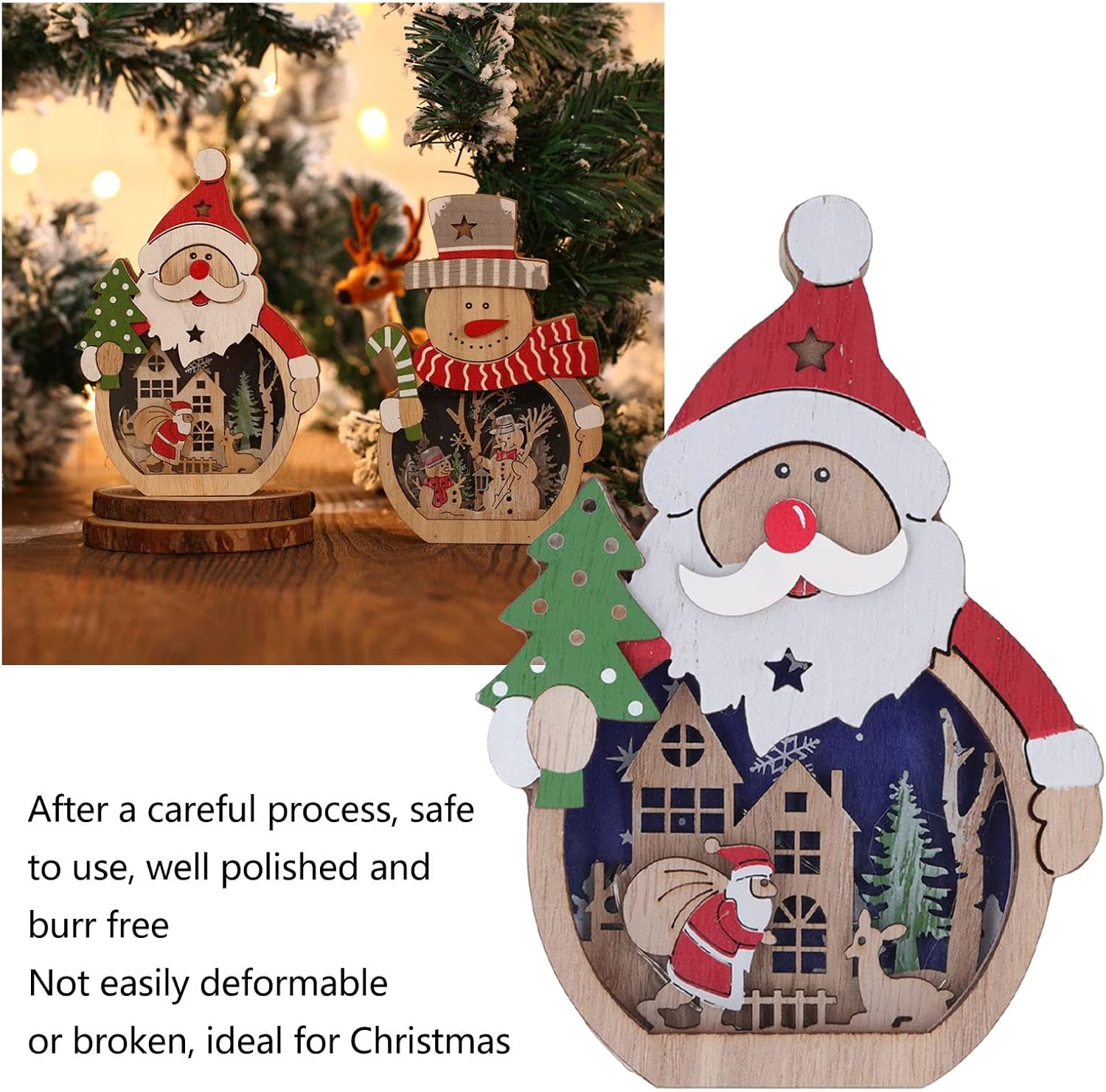 SantaGlow Wooden Ornament