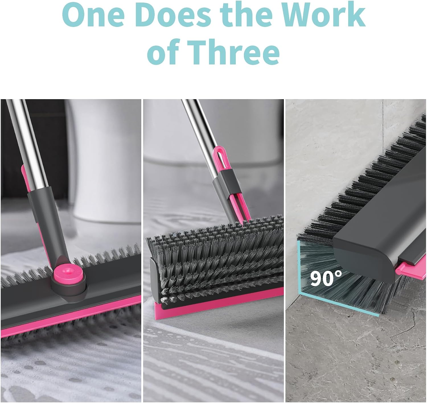 3-in-1 Floor Scrub Brush Long Handle