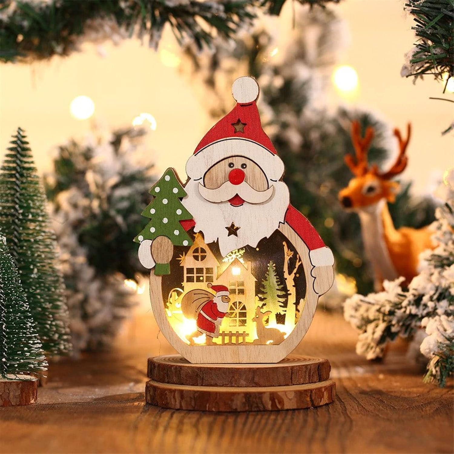 SantaGlow Wooden Ornament