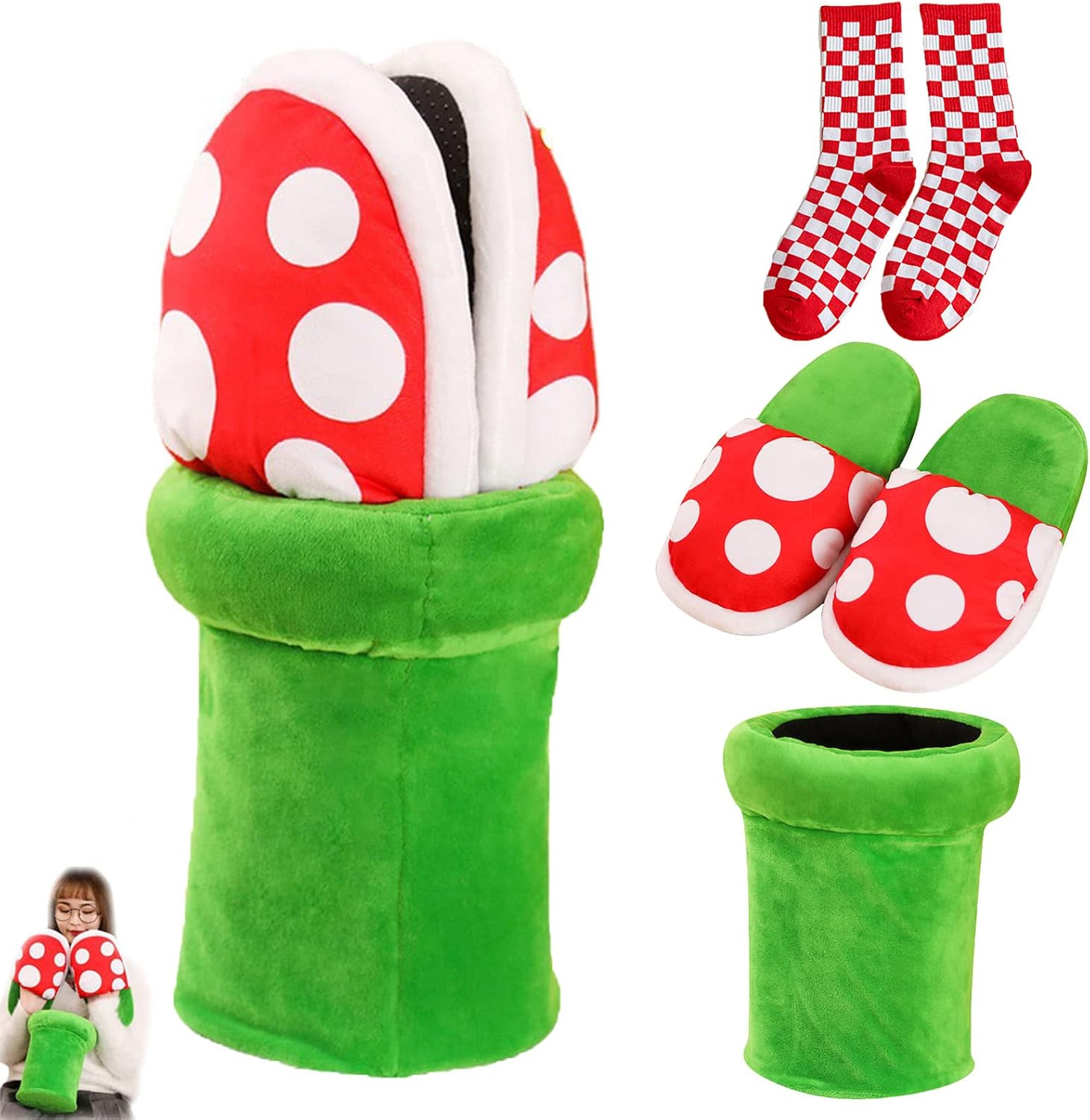 Piranha Plant Slippers with Pot Holder