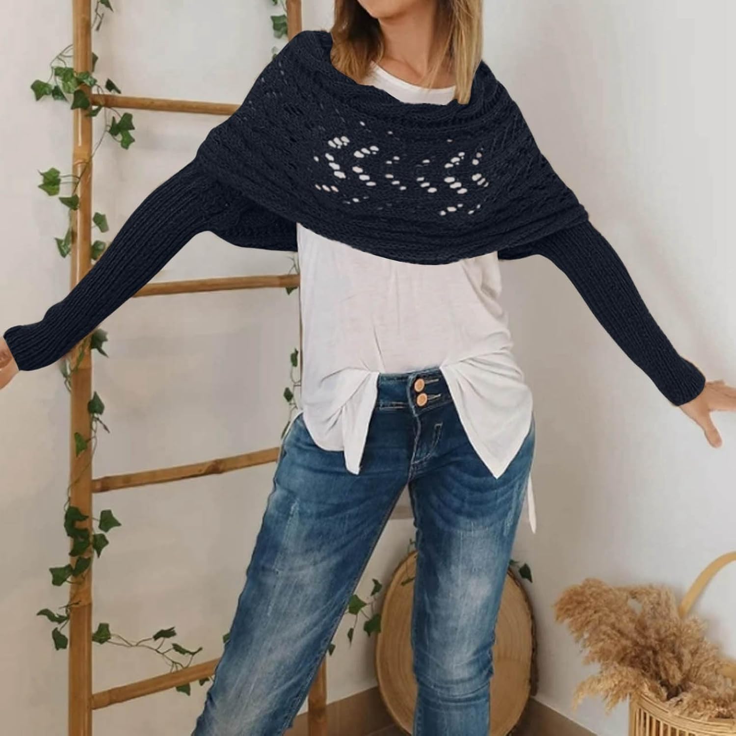 1 Size Fits ALL - Knitted Sleeve Shawl