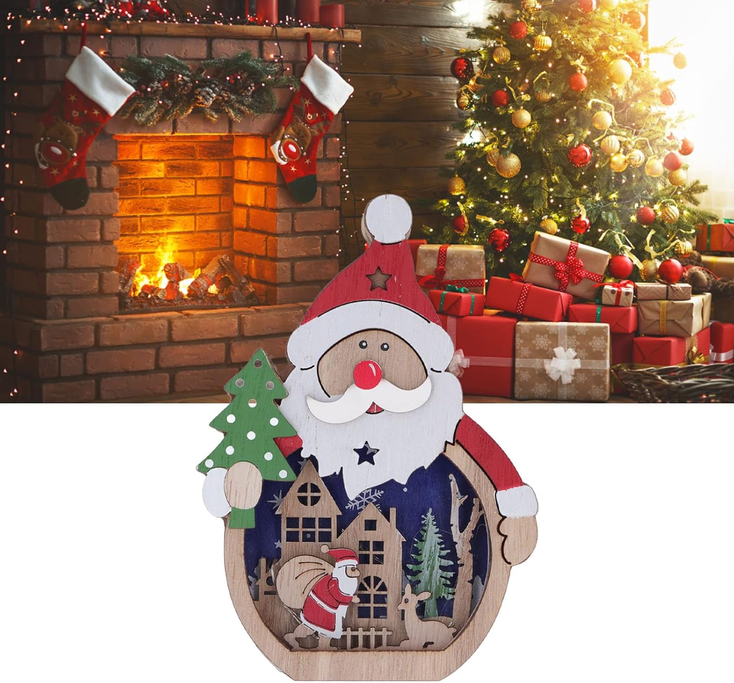 SantaGlow Wooden Ornament
