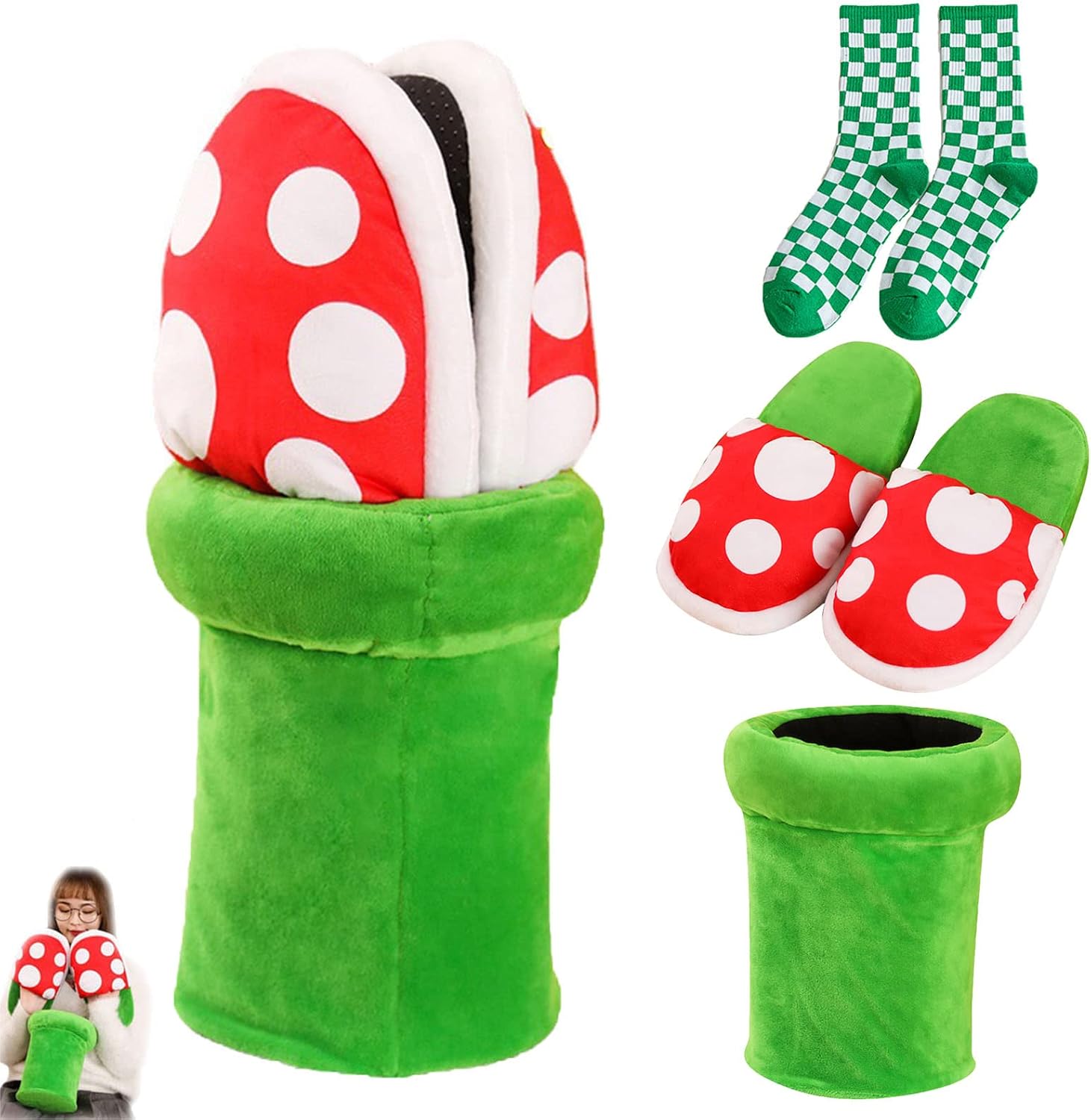 Piranha Plant Slippers with Pot Holder