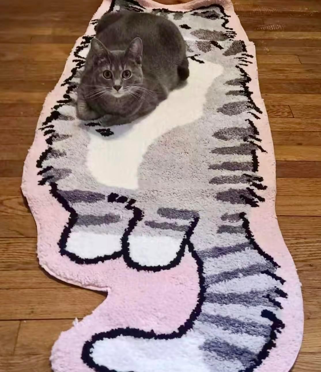 Pink Gray Cat Rug